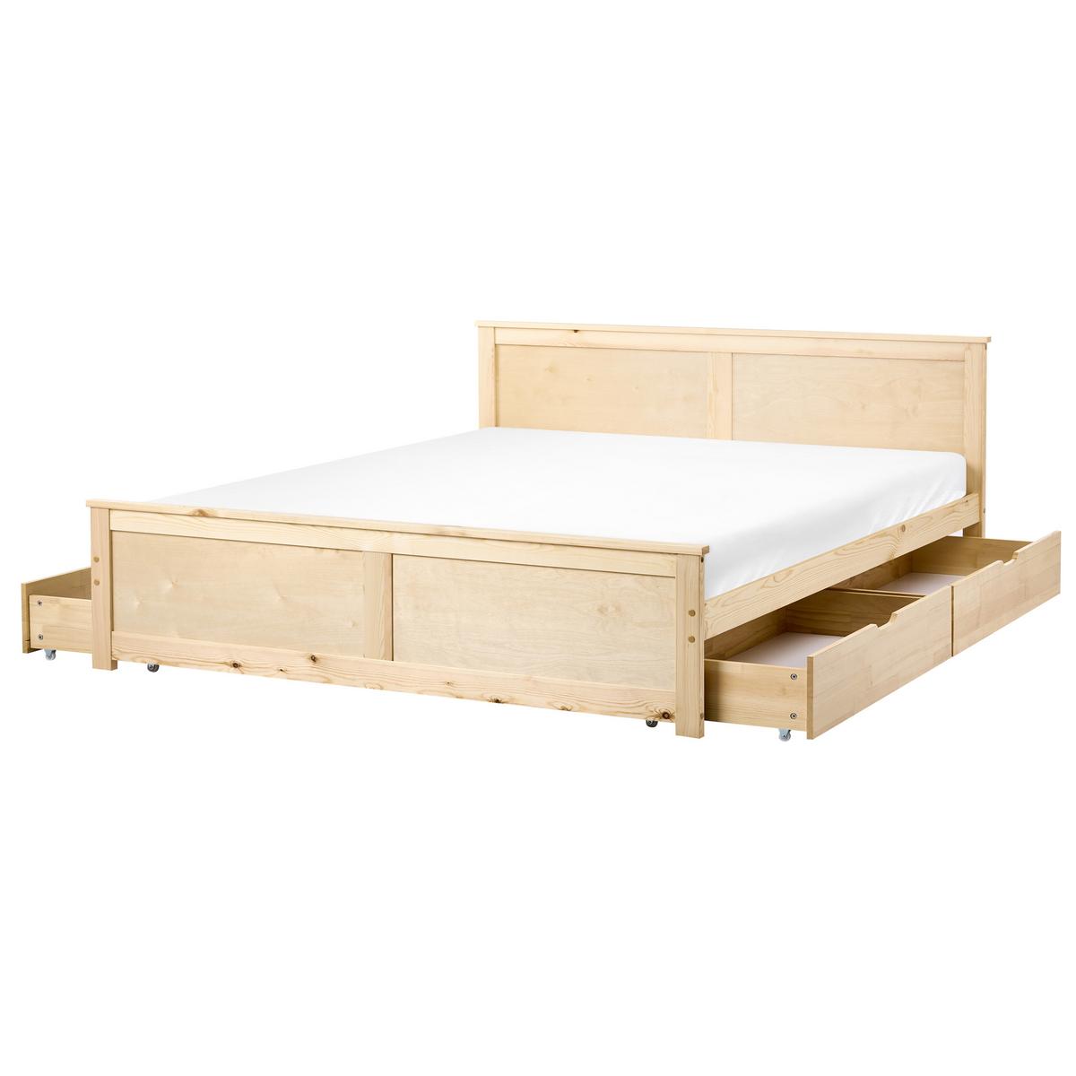 BETT mit 2 Schubladen 180/200 cm Kiefernholz Hellbraun Dauphin - Hellbraun, Holz (180/200cm) - Beliani