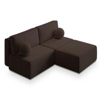 ECKSOFA VARNA P Braun Kordstoff mit Schlaffunktion - Braun/Grau, Holz/Kunststoff (196/158cm) - MASSENO