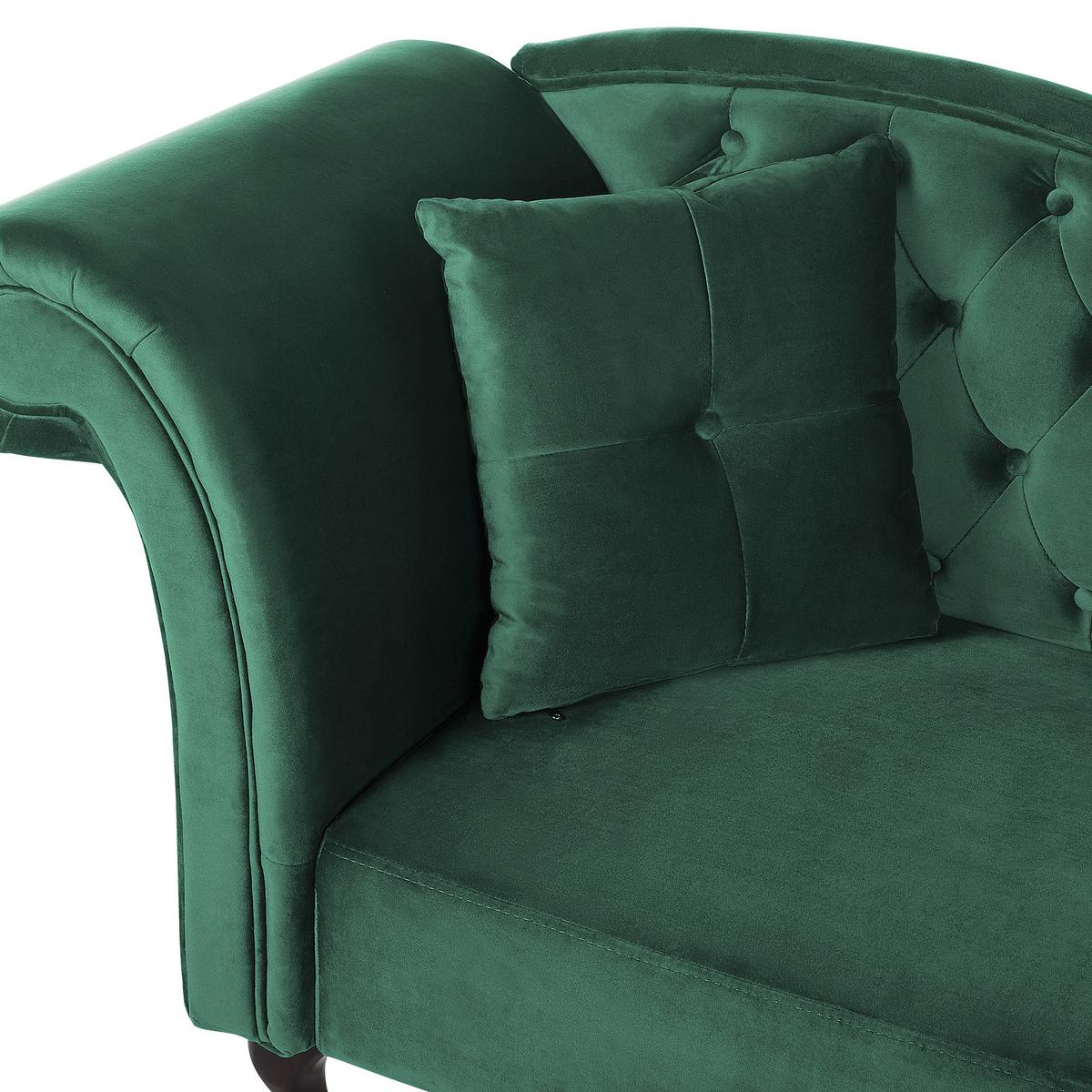 CHAISELONGUE Samtstoff dunkelgrün linksseitig Lattes - Grün, Textil (188/87/59cm) - Beliani