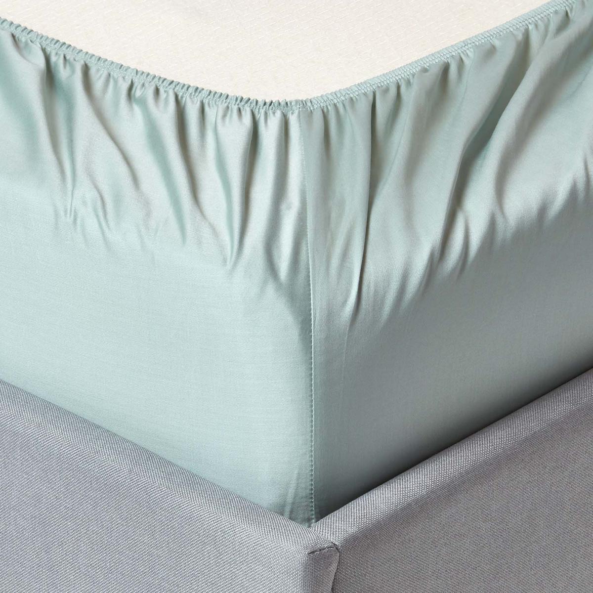 BIO-SPANNBETTLAKEN extra hoch, 100% Baumwoll-Satin - Hellblau, Textil (140/190cm) - Homescapes