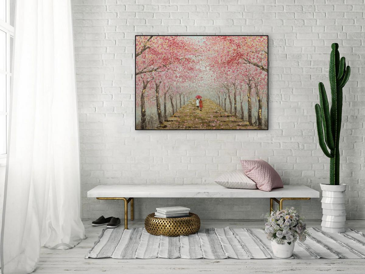 ÖLGEMÄLDE 100/70 cm - Pink/Braun, Holz/Textil (100/70cm) - KUNSTLOFT