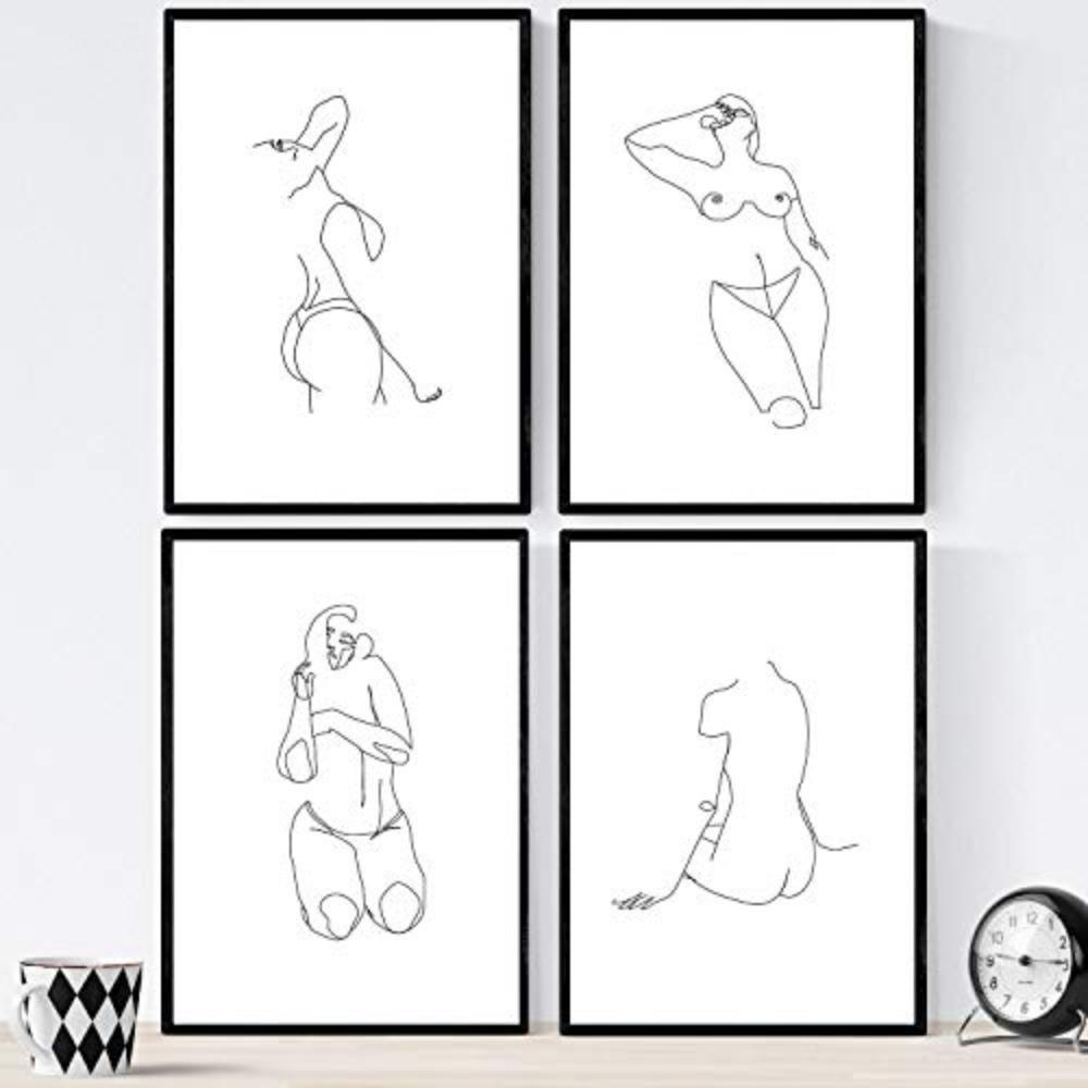 POSTER Set mit 4 Nackte Frau A3 Rahmenlos - Klar, Papier (29.7/3cm) - Nacnic