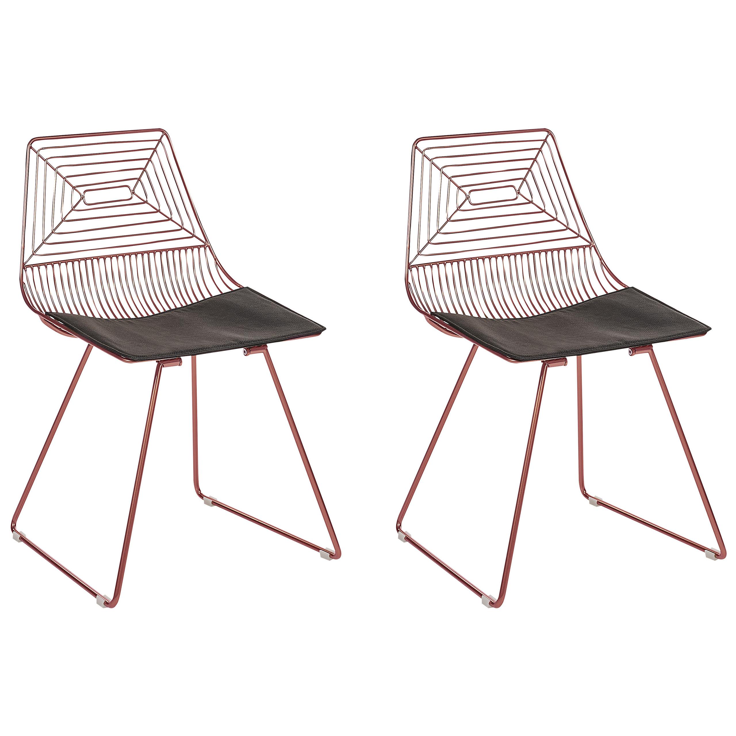 ESSZIMMERSTUHL 2er-Set Metall Roségold Beatty - Roségold, Textil/Metall (51/79/48cm) - Beliani