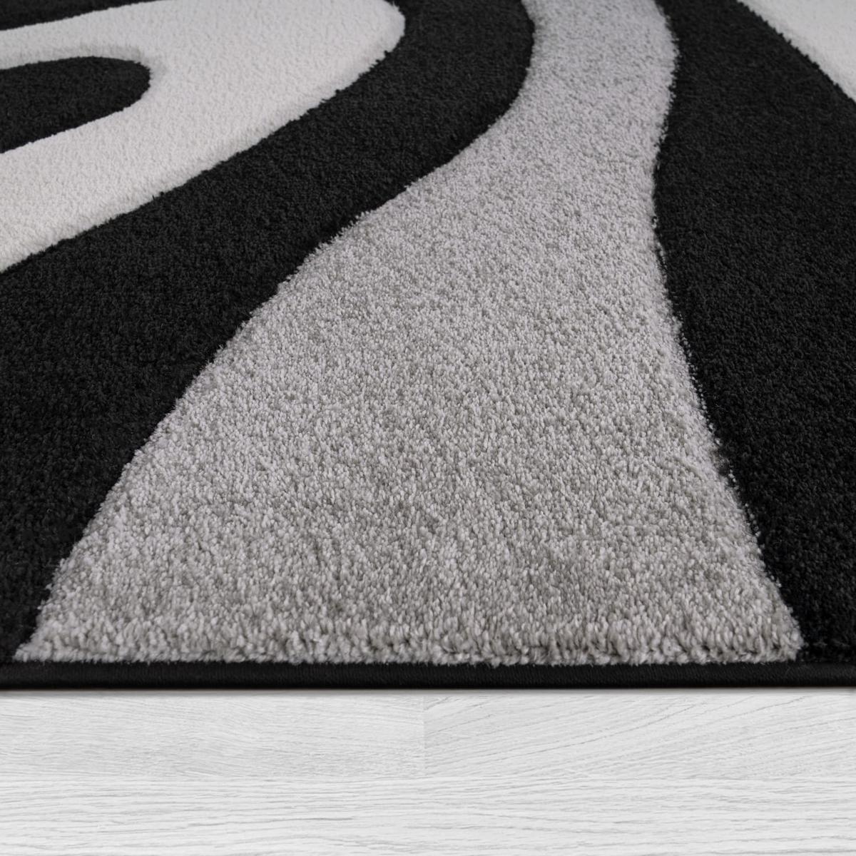 KURZFLORTEPPICH, abstrakt, aus Polypropylen, Schwarz, 60 x 110 cm - Schwarz, Textil (60/110cm) - KADIMA DESIGN