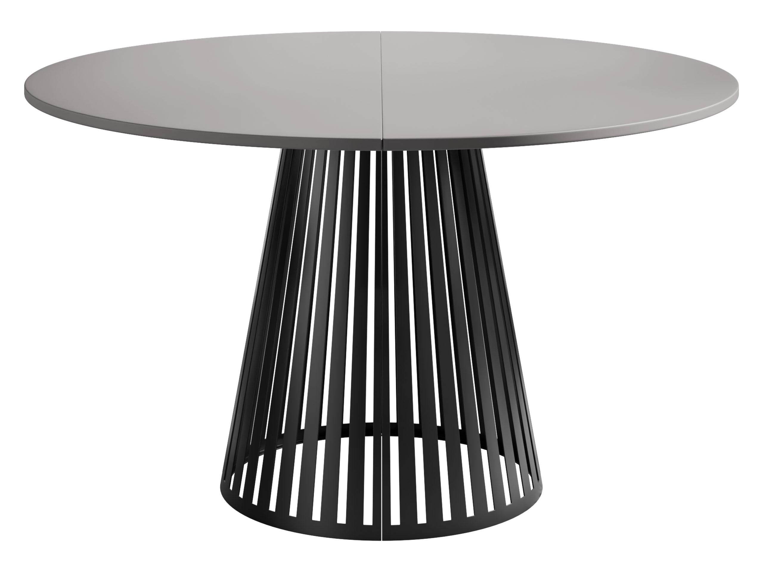 ESSTISCH ausziehbar Cone 120 - Hellgrau/Schwarz, Holzwerkstoff/Metall (120/120/76cm) - MIRJAN24