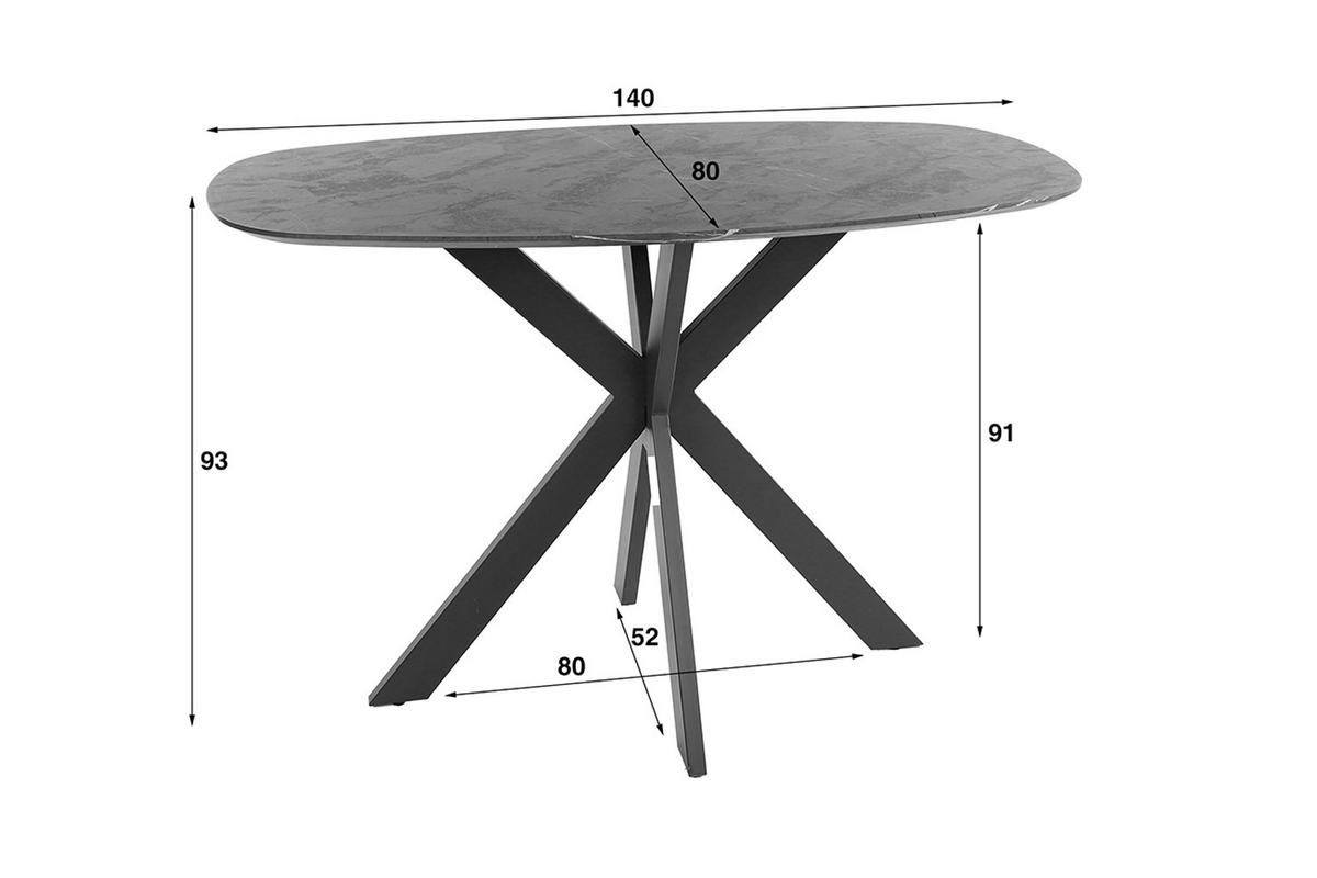 BARTISCH SESTA Schwarz Holz - Schwarz, Holz/Metall (80/140/93cm) - KAWOLA