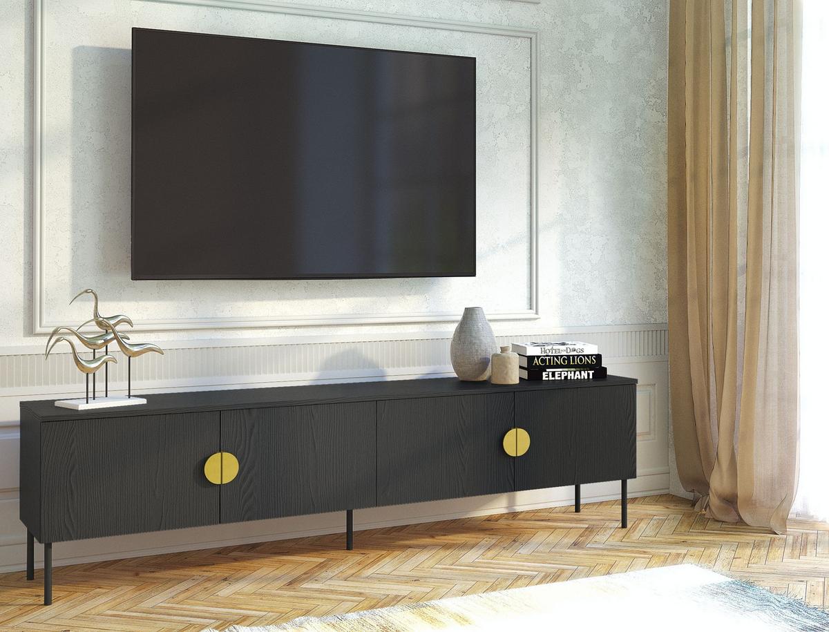 TV-SCHRÄNK Graphitschwarz 200/53,6/40 - Graphitfarben, Holzwerkstoff (200/54/40cm) - RAUMHIRSCH FURNITURE