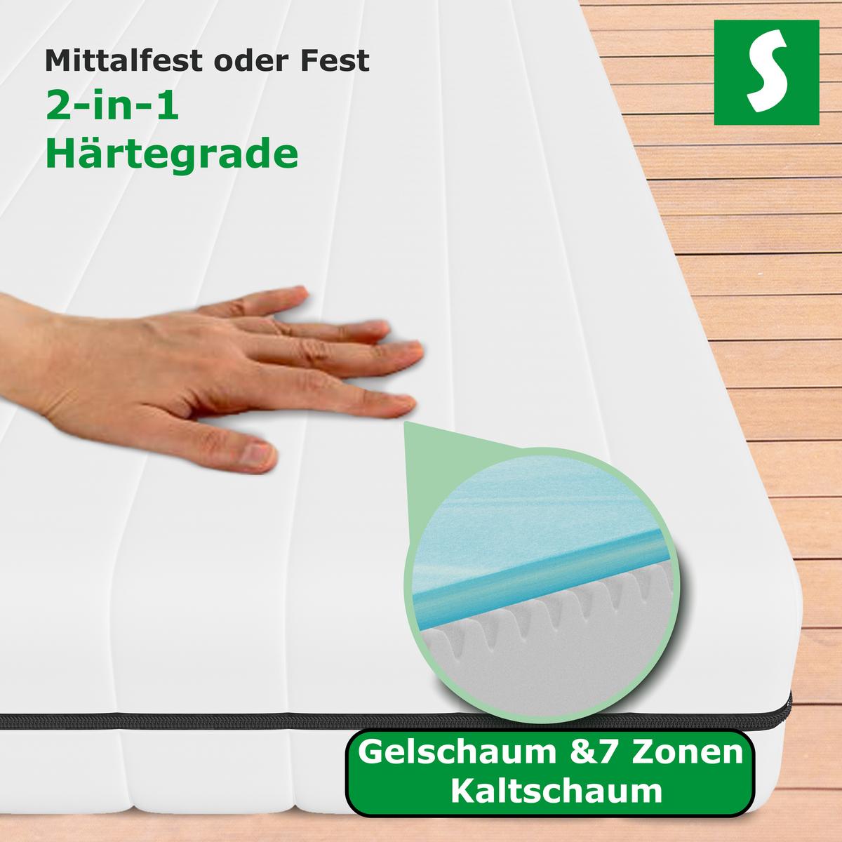KALTSCHAUMMATRATZE Orthopädische Härtegrad H2 / H10 200 x 200 cm - Weiß, Textil (200/200cm) - Schlaftroll