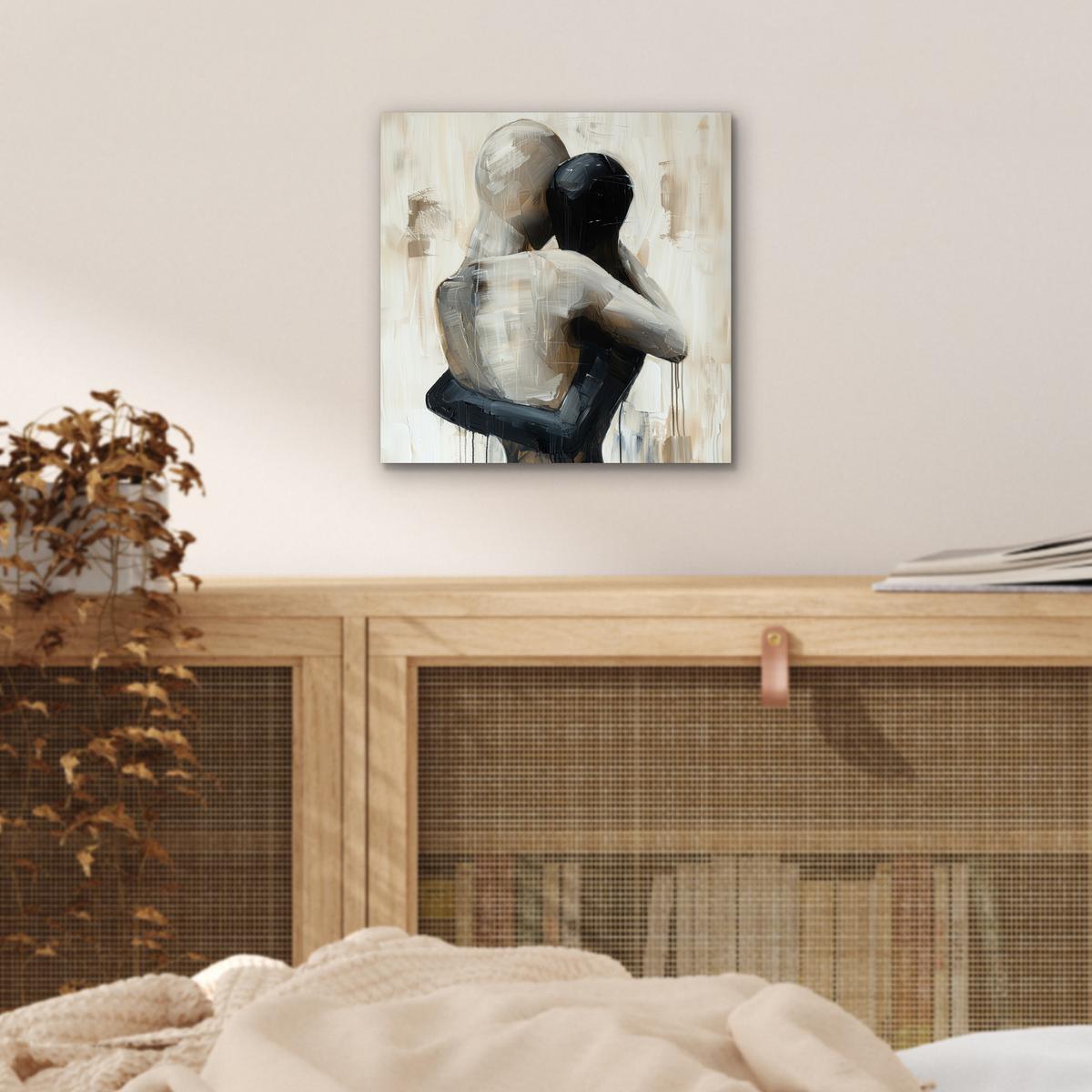 METALLBILD Abstrakt - Liebe - Schwarz und weiß - Modern 20x20 cm - Schwarz, Metall (20/20cm) - MuchoWow