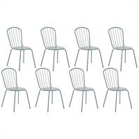 GARTENSTUHL 8er-Set Stahl hellblau Calvi - Blau, Metall (40/89/47cm) - Beliani