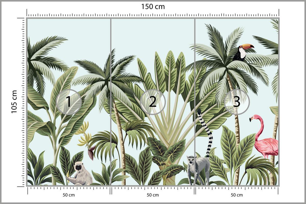 FOTOTAPETE für Schlafzimmer Exotische Tiere Dschungel Flamingo 150x105 - Schwarz/Weiß, Papier (150/105cm) - Muralo