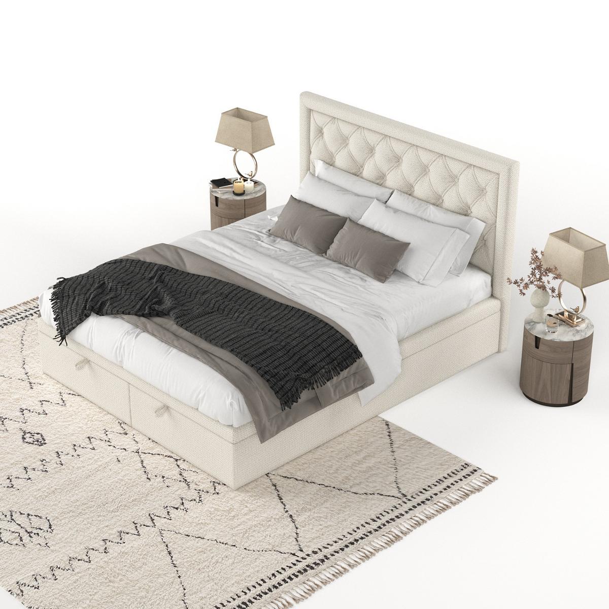 POLSTERBETT Nicobar mit Stauraum 160/200 cm Hellbeige im Alta Stoff - Sandfarben/Schwarz, Holz/Holzwerkstoff (160/200cm) - AltaBeds