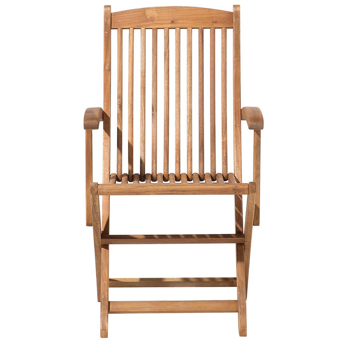 GARTENSTUHL 2er-Set mit Armlehnen Akazienholz hellbraun Maui - Hellbraun, Holz (42/93/48cm) - Beliani