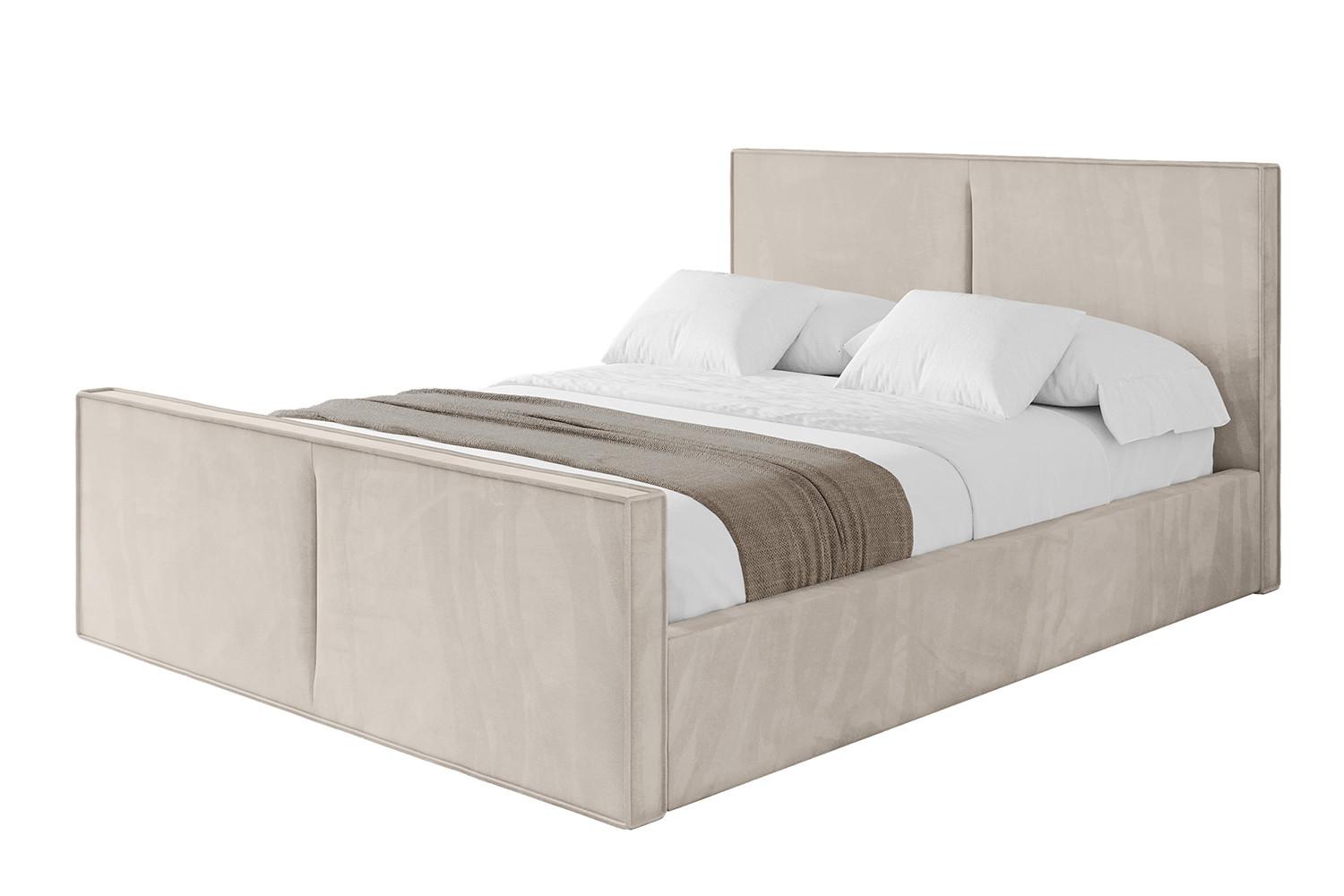 POLSTERBETT mit Bettkasten, Fußteil und Lattenrost, Boxbett ohne Matratze - VANTO-Z 180x200 Beige - Beige, Holzwerkstoff/Textil (180/200cm) - ALTDECOR