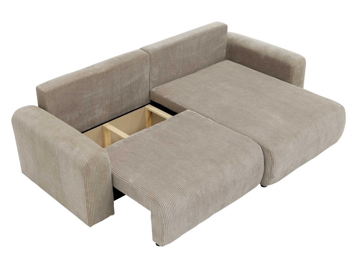 ECKSOFA Floryn L Cord - Schwarz/Naturfarben, Holz/Kunststoff (245/145cm) - MIRJAN24
