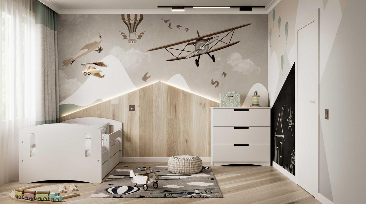 KINDERBETT CLASSIC II mit Schublade ohne Matratze Weiß 90/65/144 - Weiß, Holzwerkstoff (80/140cm) - RAUMHIRSCH FURNITURE