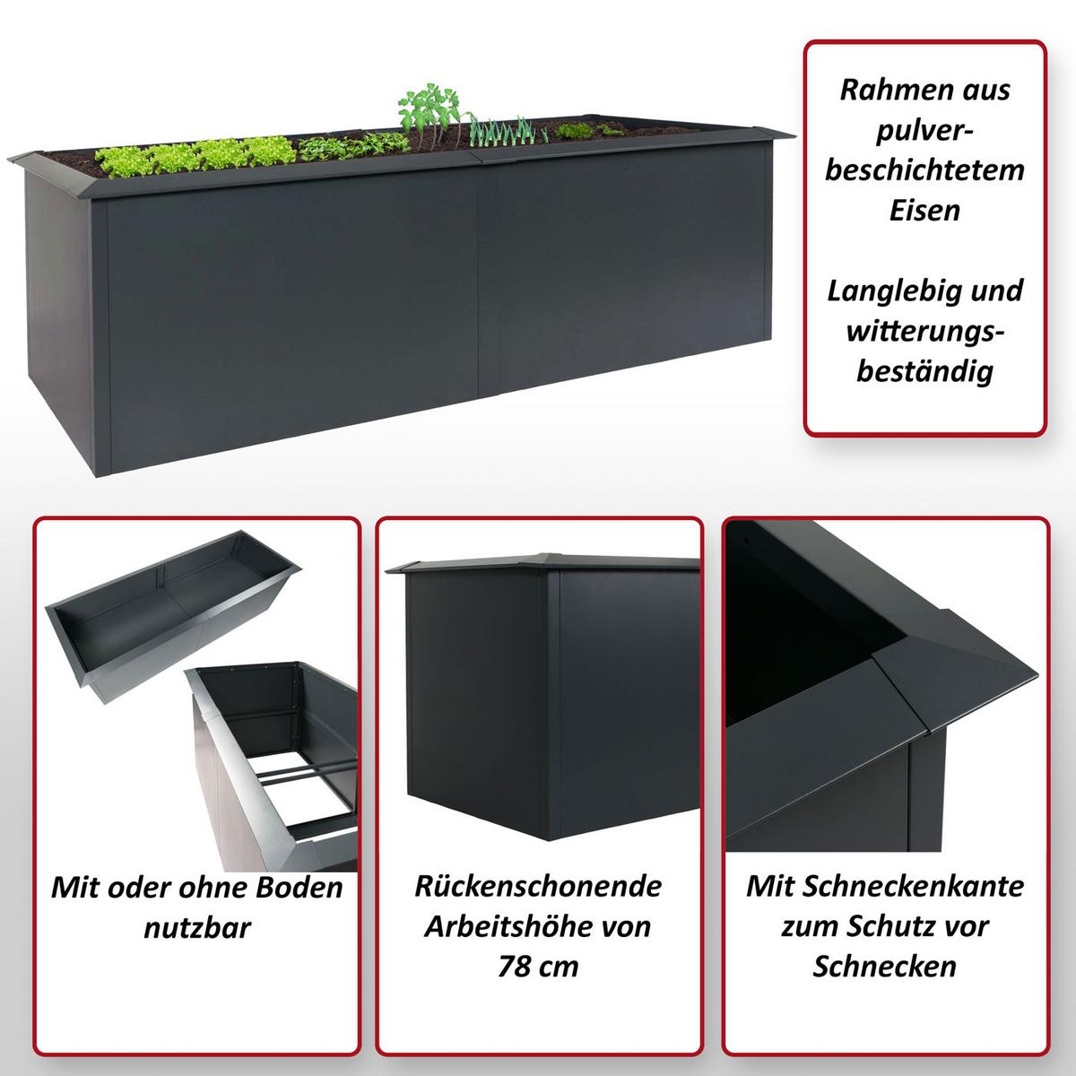 HOCHBEET Anthrazit - Anthrazit, Metall (250/78/90cm) - MCW
