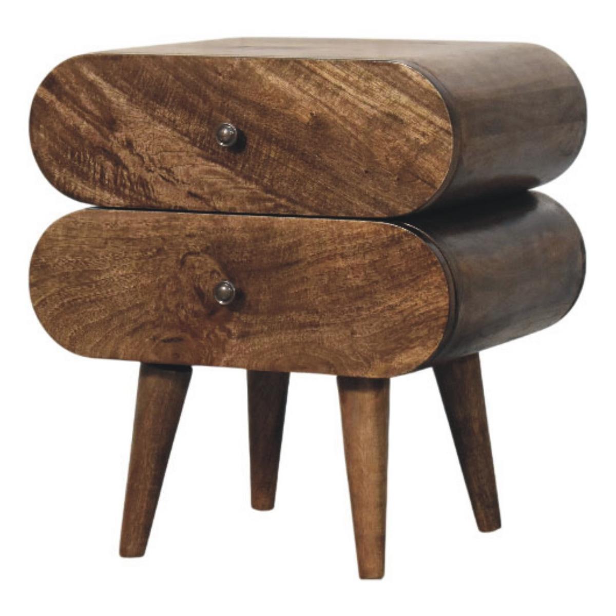 BETTSCHENKEL Schlank, 2 Schubladen in Braun - Dunkelbraun/Messingfarben, Holz/Metall (45/50/35cm) - Artisan Furniture