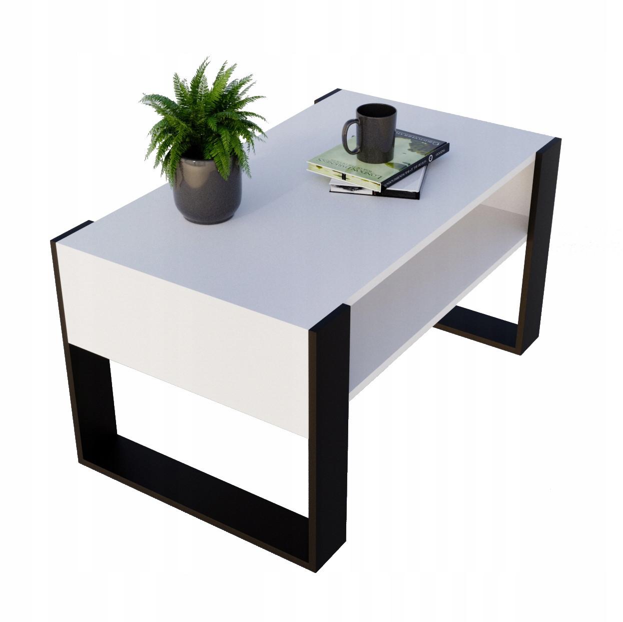 COUCHTISCH Karo92 92/45/53,6 - Schwarz/Weiß, Holzwerkstoff (54/92/45cm) - RAUMHIRSCH FURNITURE