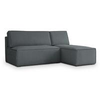 ECKSOFA BRISO P Grau Kordstoff mit Schlaffunktion - Grau, Holz/Kunststoff (200/140cm) - MASSENO