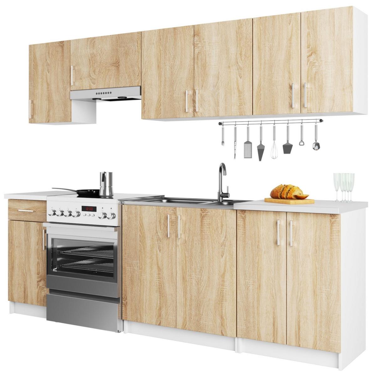 KÜCHENLEERBLOCK Weiß, Eiche Sonoma 203/240/44,5 - Weiß, Holzwerkstoff (240/203/44.5cm) - RAUMHIRSCH FURNITURE