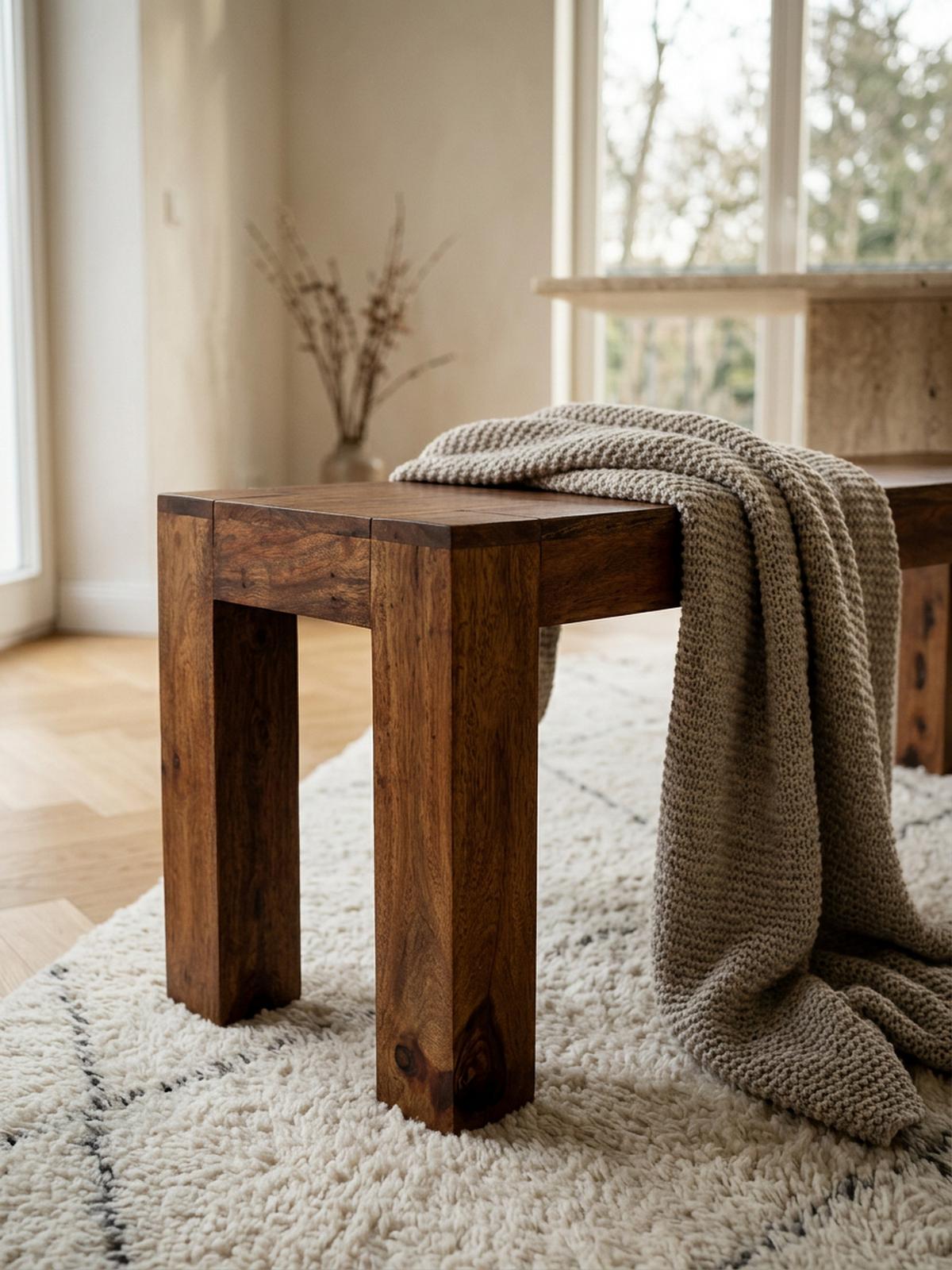 SITZBANK Massivholz Landhausstil handgefertigt, Braun 120x35x45 cm - Braun, Holz (120/45/35cm) - KADIMA DESIGN