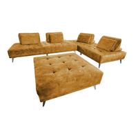 MODULSOFA MIT HOCKER WIOLO Braun Velvet - Silberfarben/Braun, Textil/Metall (350/80/350cm) - KAWOLA