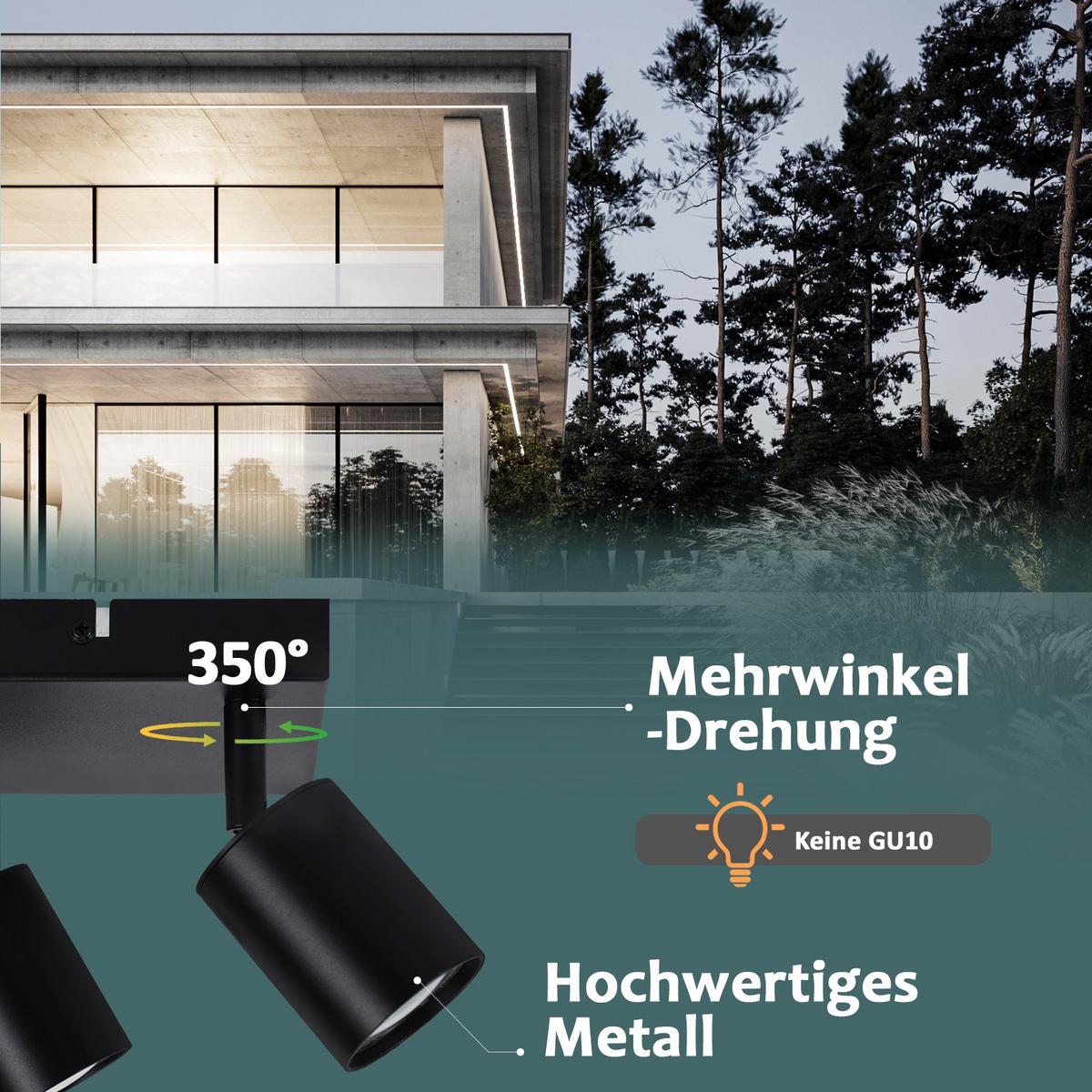 DECKENSTRAHLER Beeskow 2-flammig 15/15/14.4 cm - Schwarz, Metall (15/15/14.4cm) - Nettlife