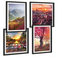 BILDER SET 4er Set - 50x50 cm & 40x60 cm Schwarzer Rahmen - Berglandschaften mit dem Fahrrad - Schwarz, Kunststoff (50/50cm) - TULUP