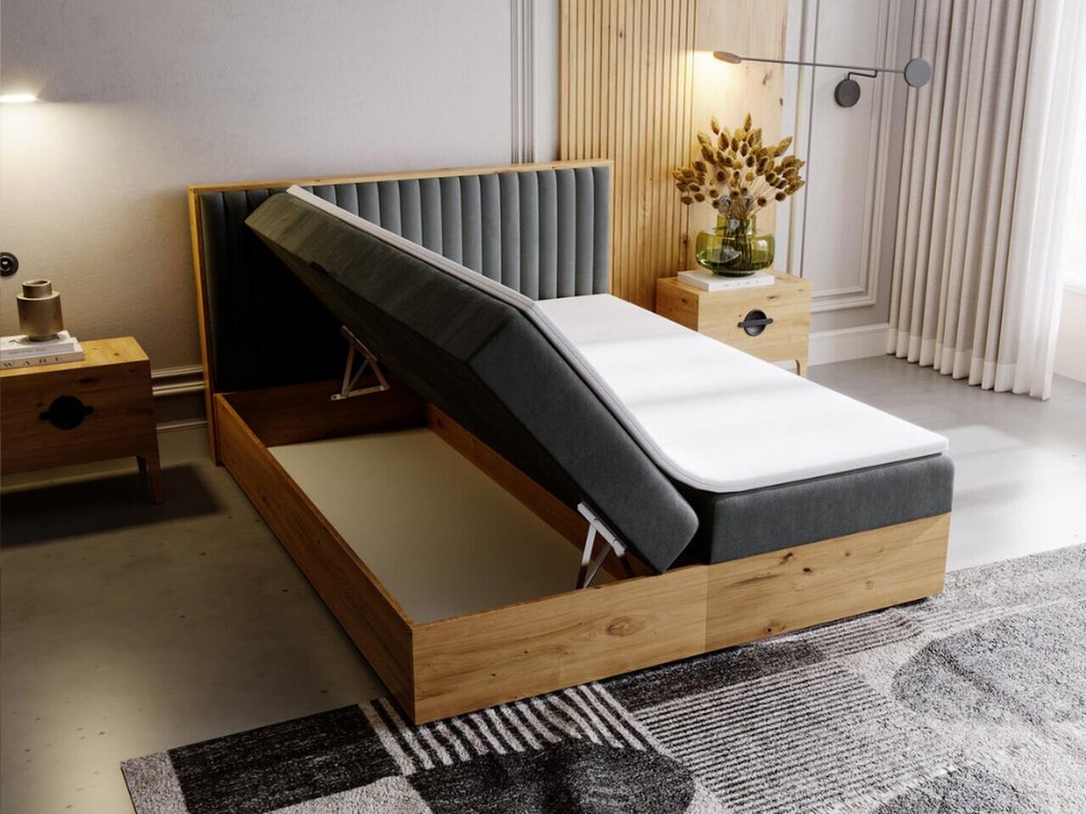 BOXBETT Forest 180x200 Dunkelgrau - Dunkelgrau, Holz/Textil (180/200cm) - Graingold