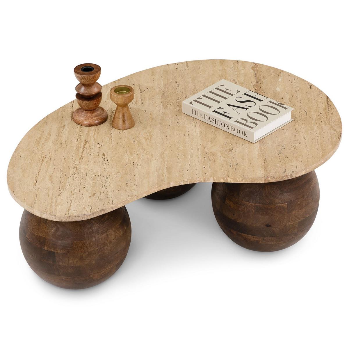 COUCHTISCH LUNI braun/beige - Beige/Braun, Holz/Naturmaterialen (65/90/30cm) - IDIMEX