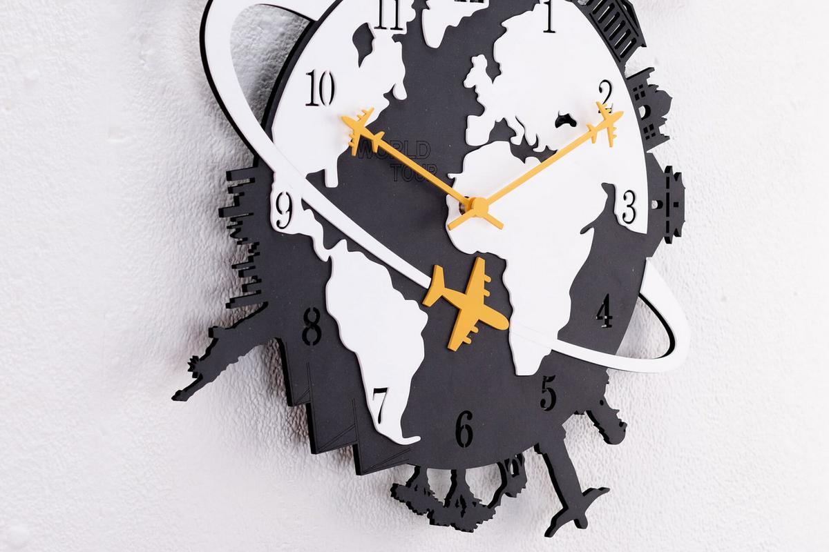 WANDUHR Design Schwarz 41/45 cm - Schwarz, Holzwerkstoff (0.68/45/1cm) - ONZENO