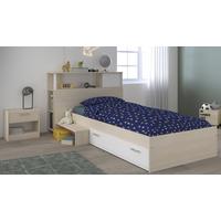 KINDERZIMMER Set 3-tlg. mit Regal Nachttisch und Bett 90 x 200 - Silberfarben/Weiß, Holz/Holzwerkstoff (203/93/123cm) - Parisot Meuble