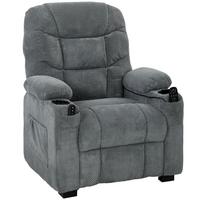 ELEKTRISCHER-RELAXSESSEL Samt Metall Dunkelgrau - Dunkelgrau/Schwarz, Textil/Metall (90/105/96cm) - HOMCOM
