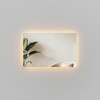 BADSPIEGEL LED abgerundet Kaltweiß/Warmweiß Wippschalter seitlich 60/40 cm - Transparent, Glas (60/40/3.6cm) - EMKE
