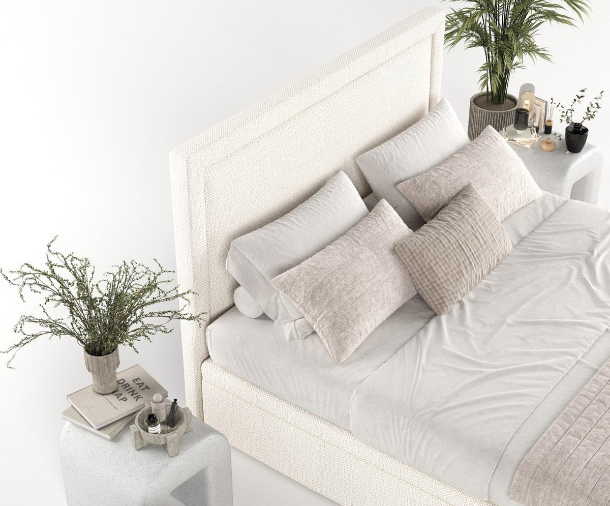 POLSTERBETT Salma mit Stauraum 140/200 cm Creme im Alta Stoff - Creme/Schwarz, Holz/Holzwerkstoff (140/200cm) - AltaBeds