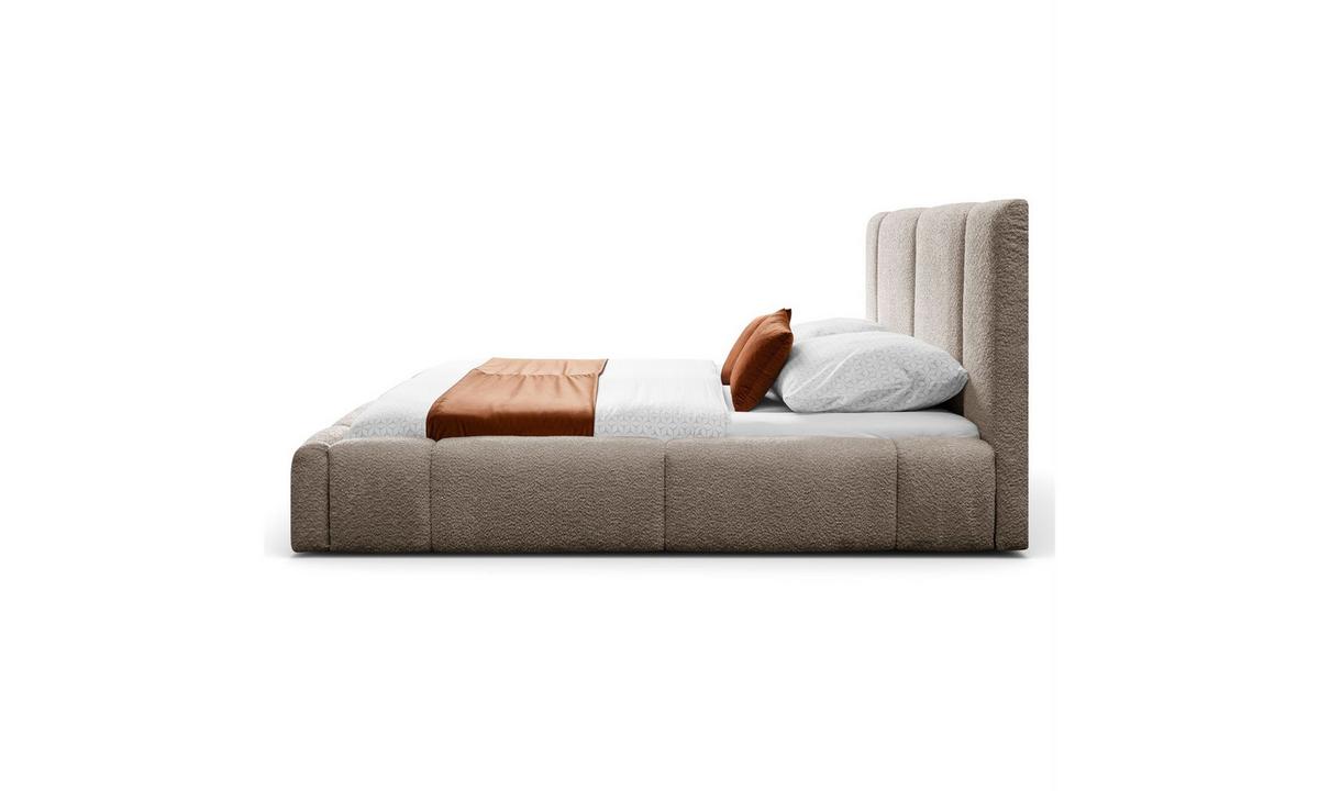 POLSTERBETT ELENA 160x200 cm Dunkelbeige (Anthology 4), 34 Holzlatten, Kopfteil 108 cm - Beige, Textil (160/200cm) - Lookway