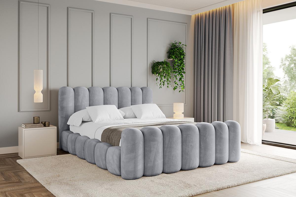 POLSTERBETT mit Bettkasten, Fußteil und Lattenrost, Boxbett ohne Matratze - SENA-Z 200x200 Hellgrau - Hellgrau, Holzwerkstoff/Textil (200/200cm) - ALTDECOR