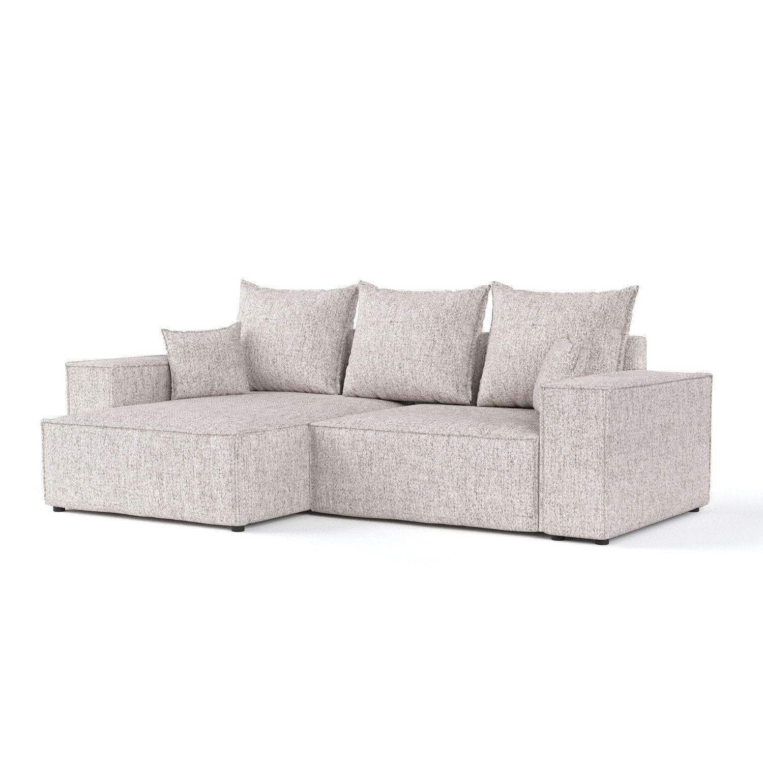 ECKSOFA SENSO mit Schlaffunktion Beige im Neve Stoff - Beige/Schwarz, Holz/Holzwerkstoff (255/148cm) - AltaBeds
