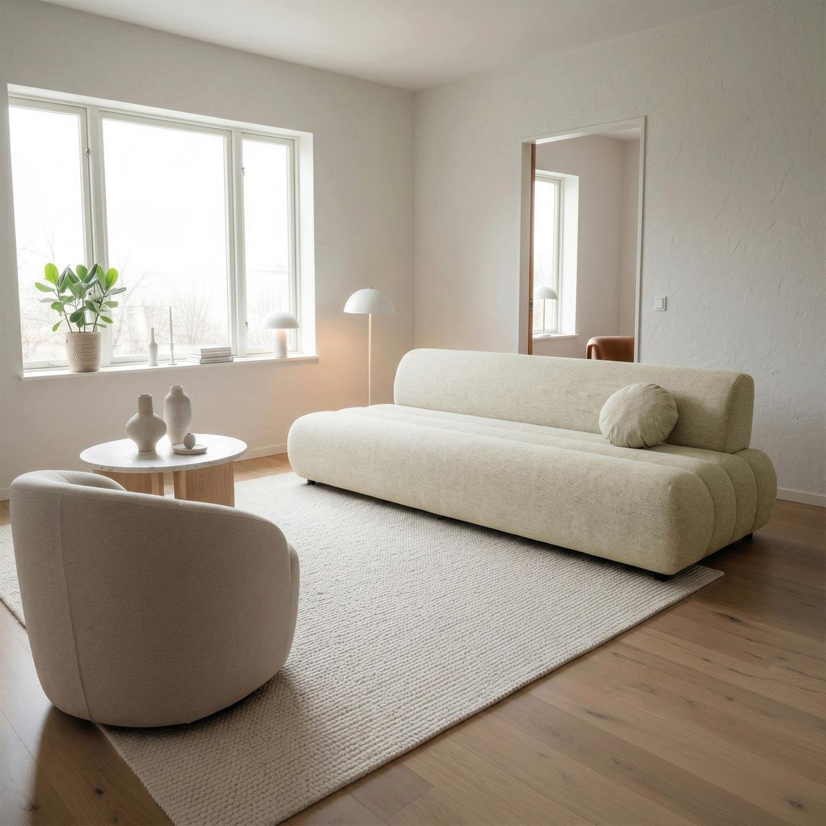 SCHLAFSOFA Arione 214 cm - Creme/Schwarz, Kunststoff/Textil (214/74/104cm) - Selsey