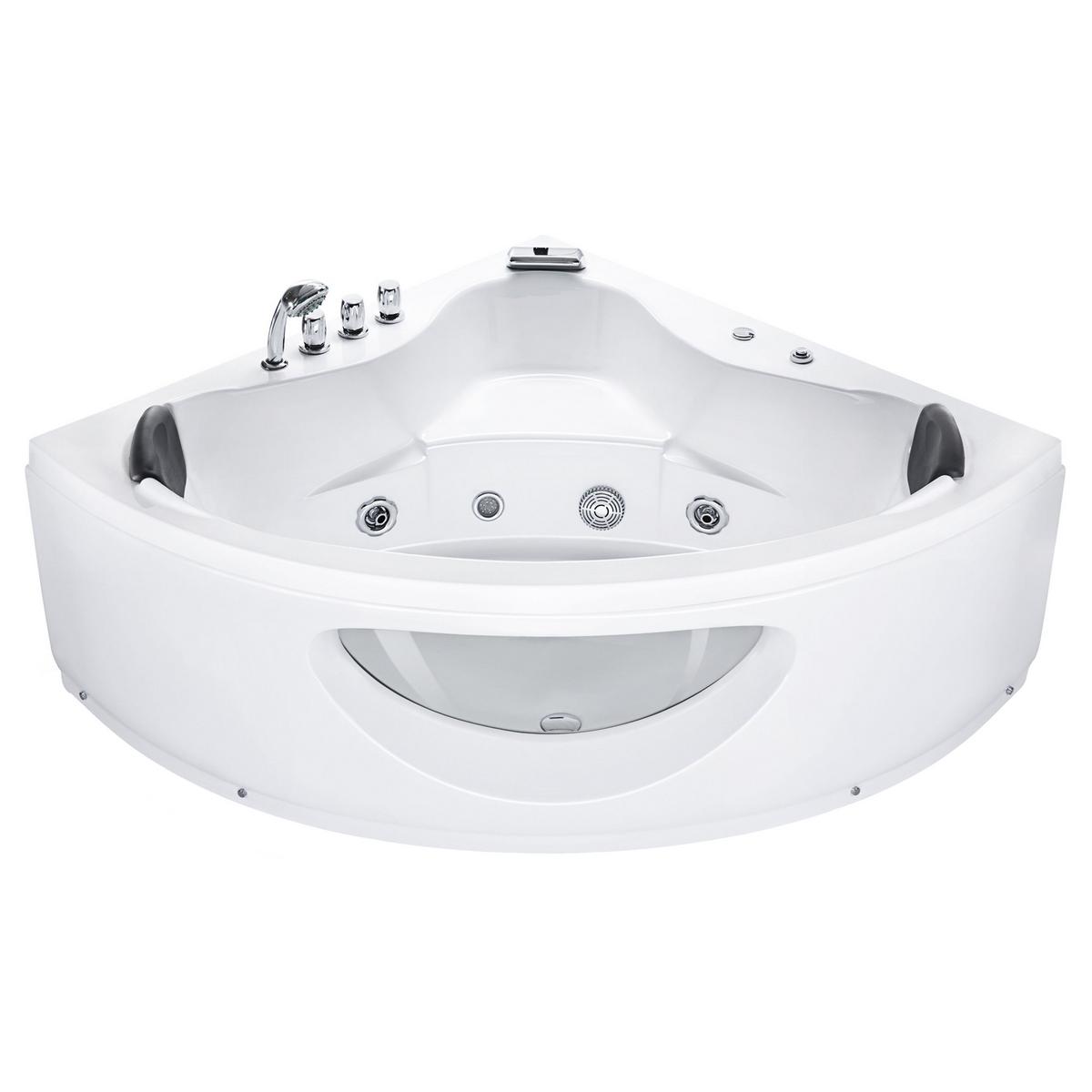 WHIRLPOOL-BADEWANNE mit LED 138x190x61 cm weiß Tocoa - Weiß, Kunststoff (138/61/190cm) - Beliani