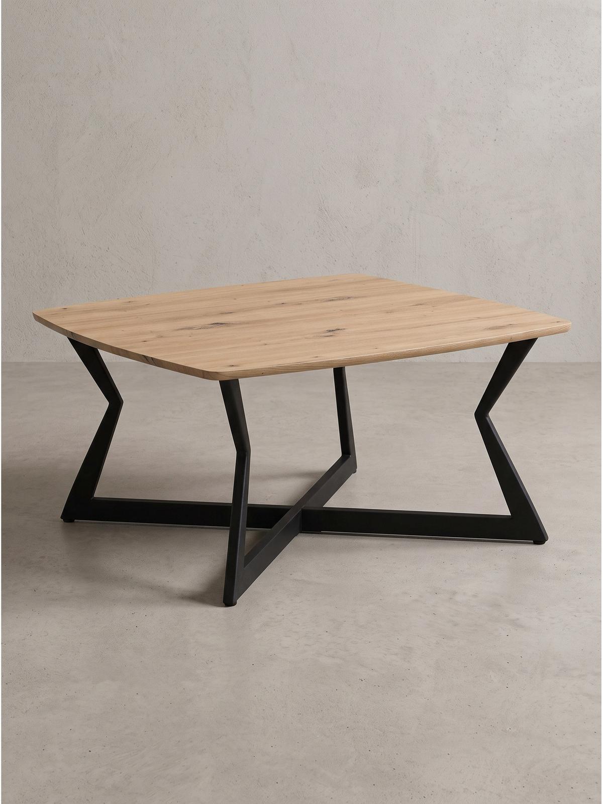 COUCHTISCH PRAIANO, MDF, in Eichenoptik, Eiche-Schwarz, 75 x 75 x 40 cm - Schwarz/Braun, Holzwerkstoff/Metall (75/75/40cm) - KADIMA DESIGN