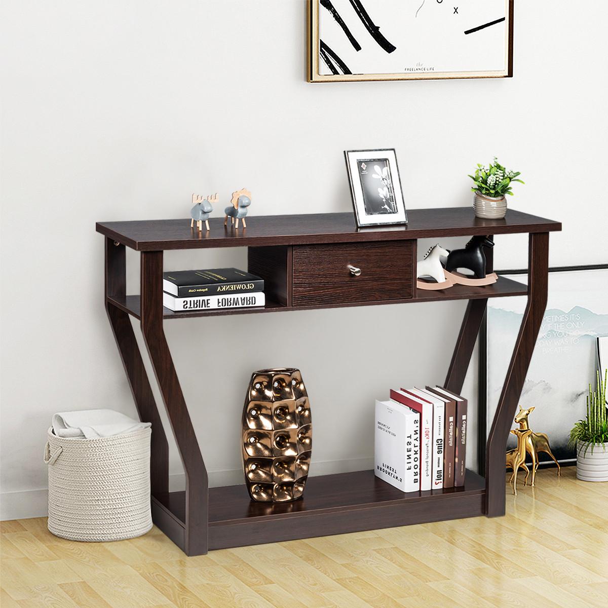 KONSOLENTISCH Braun - Braun, Holzwerkstoff (30/120/81cm) - COSTWAY