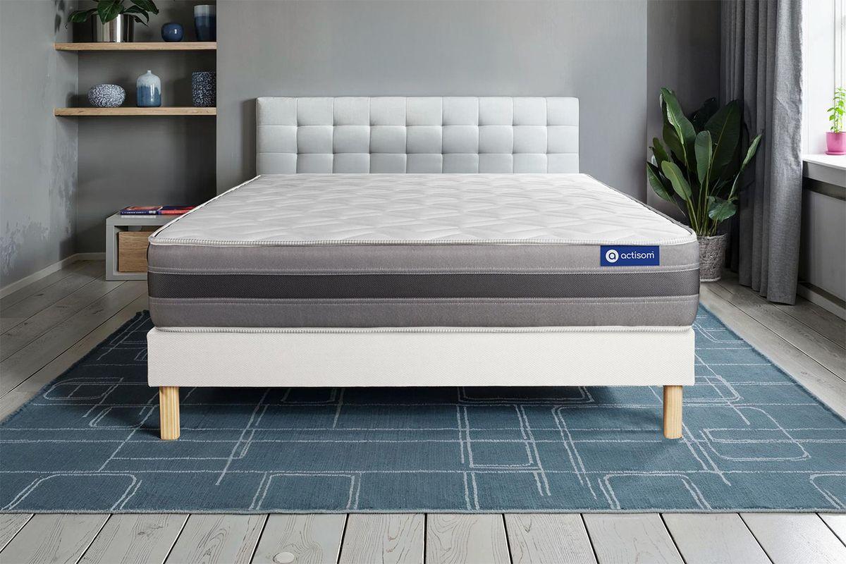 BETT Actilatex relax Latex und Memory-Schaum 80 x 200 cm h2 - Kit Bettgestell Weiß - Beige/Weiß, Karton/Holz (80/200cm) - ACTISOM