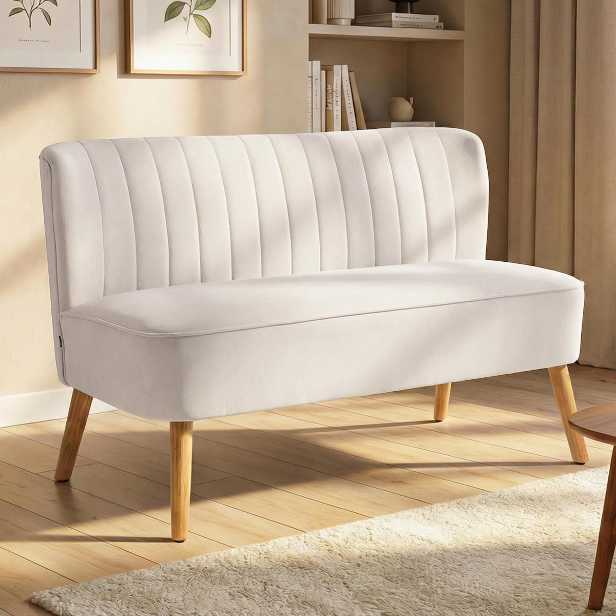 SOFA Polyester Cremeweiß - Dunkelgrau/Creme, Holz/Textil (56.5/77/117cm) - HOMCOM