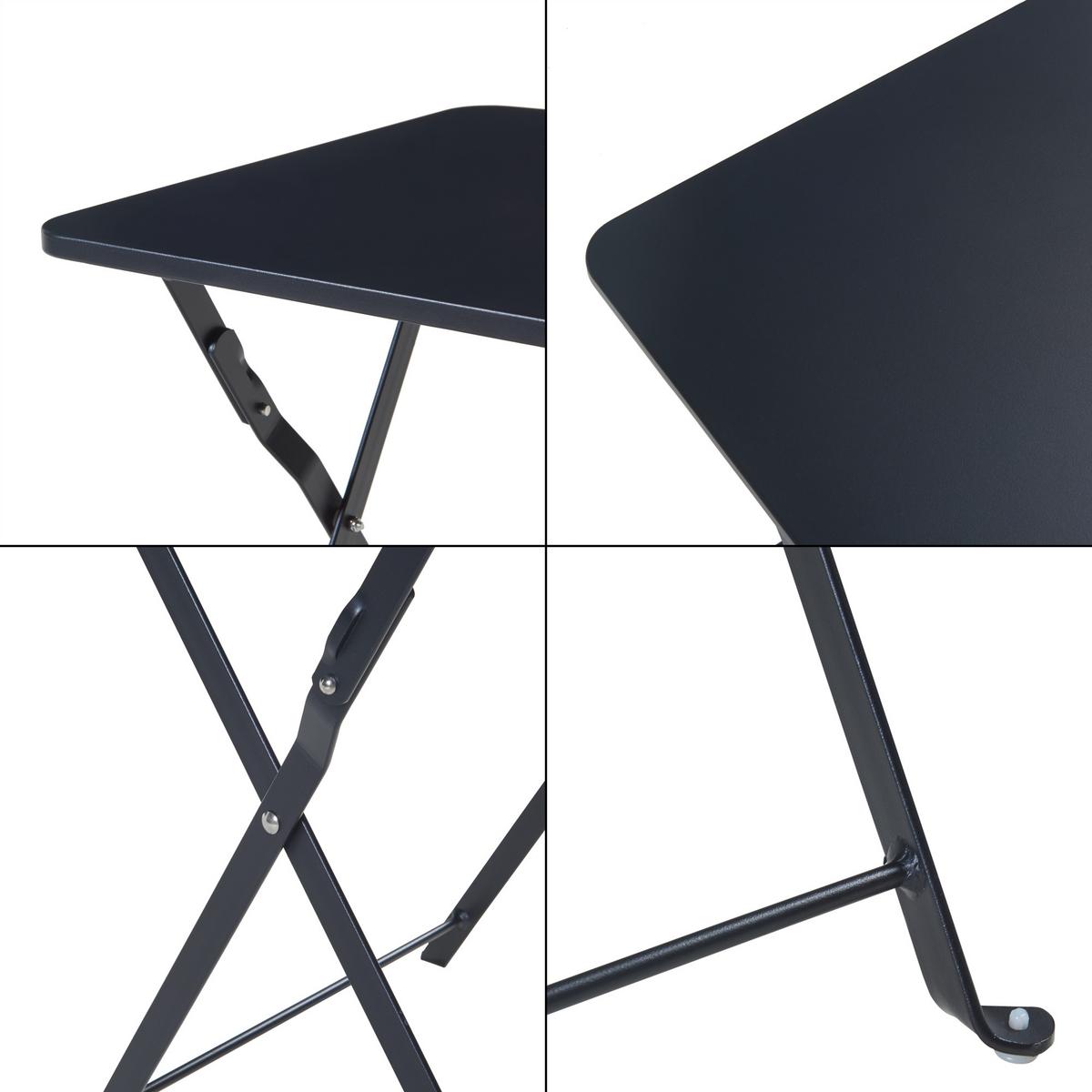 GARTENKLAPPTISCH Vegårshei - Schwarz, Metall (40/40/45cm) - [en.casa]