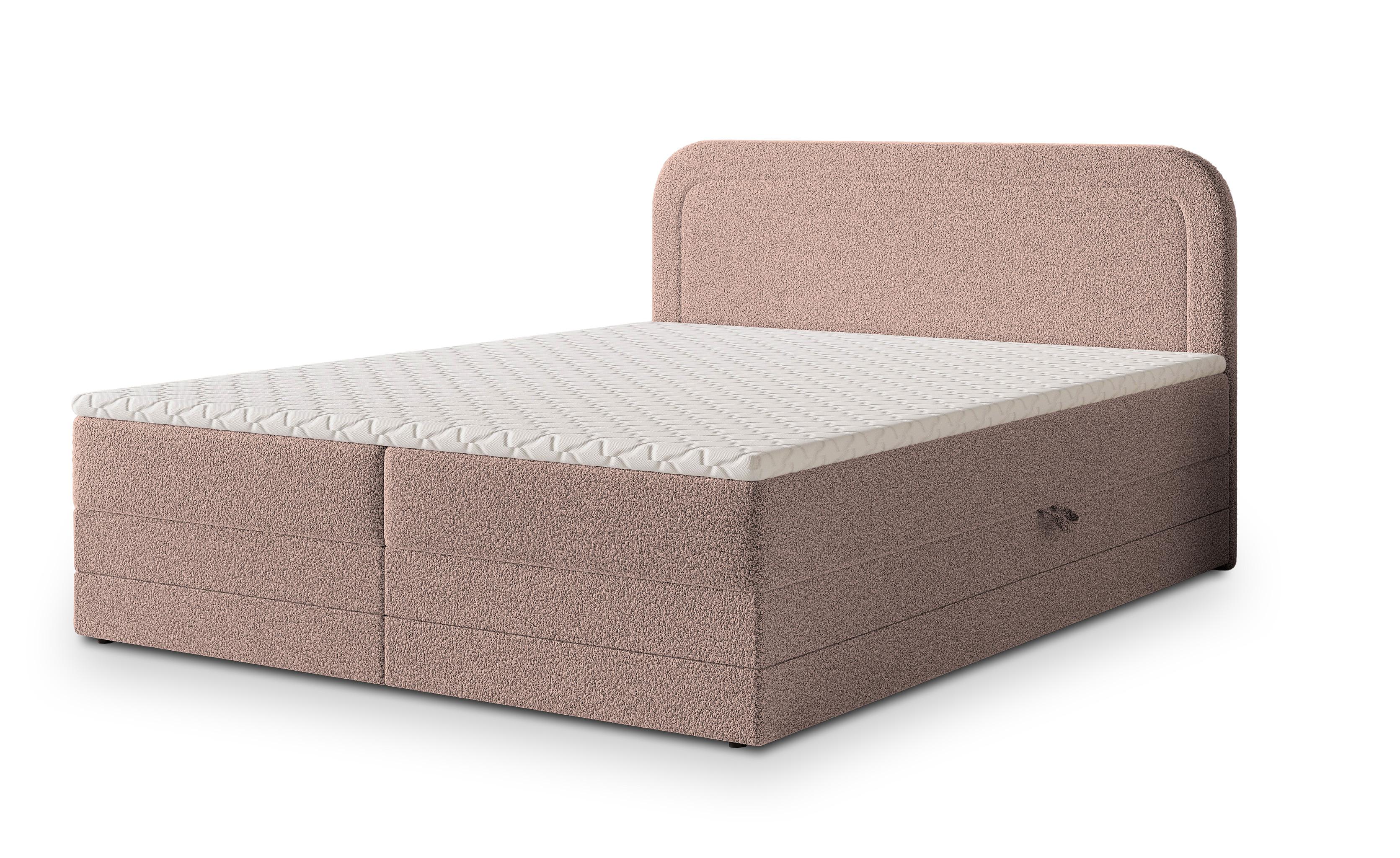 BOXBETT ARMEL 180x200 cm mit Matratze und Topper - Rosa - Rosa, Holz (180/200cm) - MASSENO
