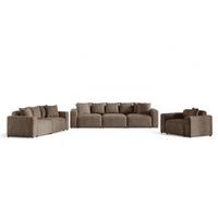 SOFASET Megan 3-2-1 In Poso - Mokka, Holzwerkstoff/Textil (327/75/98cm) - Fun Möbel