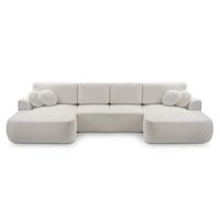 WOHNLANDSCHAFT FILO Beige Boucle-Stoff mit Schlaffunktion - Beige, Holz (364/87/168cm) - MASSENO