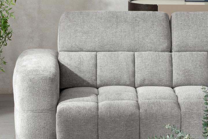 Wohnlandschaft grau elektischer Sitzvorzug Chenille Bezug Konstruktion aus Lärchen und Eukalyptusholz